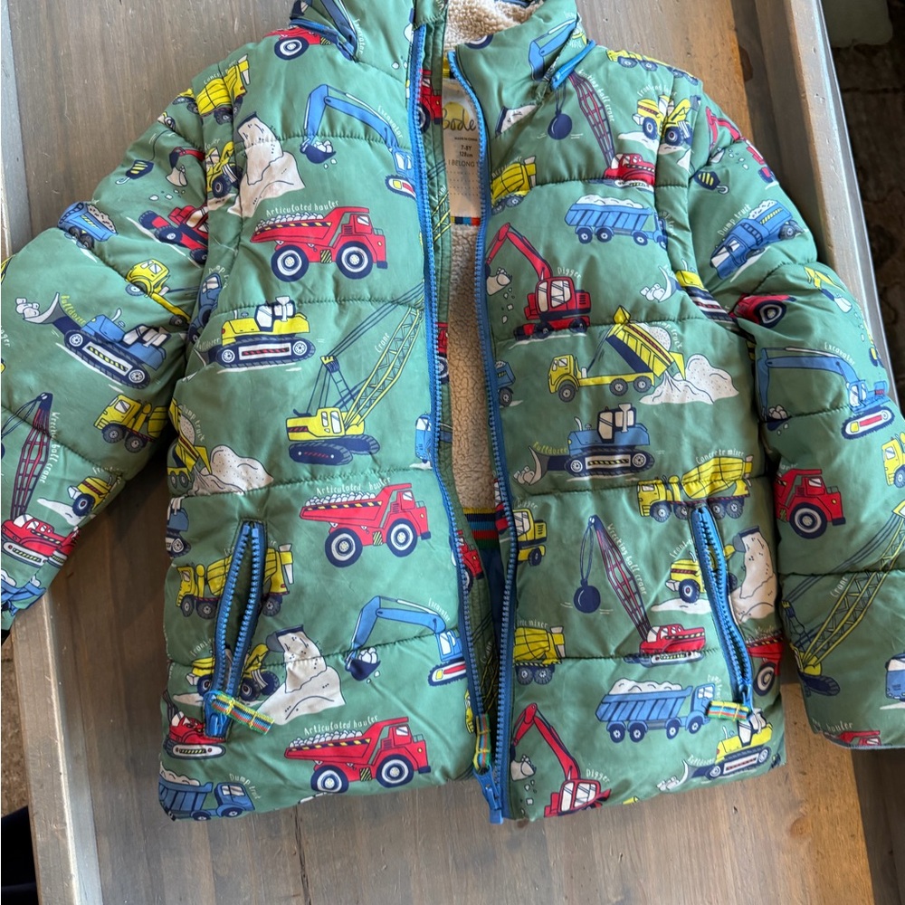 Boden Green Construction Print Kids Jacket